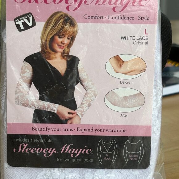 Sleevey Magic White Lace Makes Arms Look Great ! New In Package Size L - Picture 1 of 4